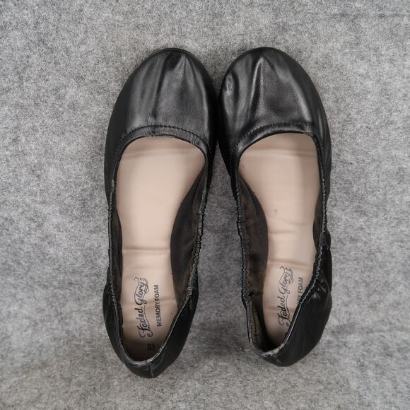 Faded Glory Shoes Womens 8.5 Ballet Flats Scrunch Round Toe Black Memory Foam - Picture 6 of 11